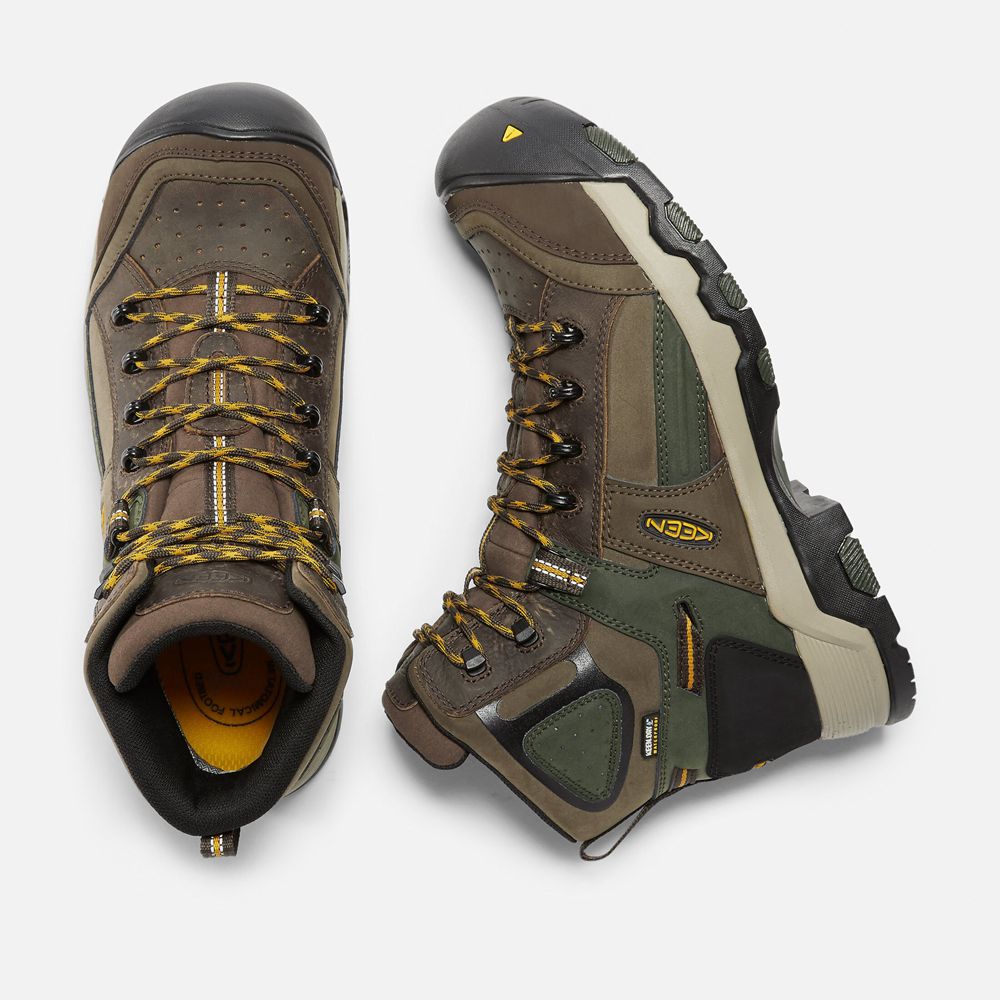 Keen Trekking Bot Erkek Kahverengi - Davenport Al Waterproof Mid (Composite Toe) - Türkiye PAMQ98204